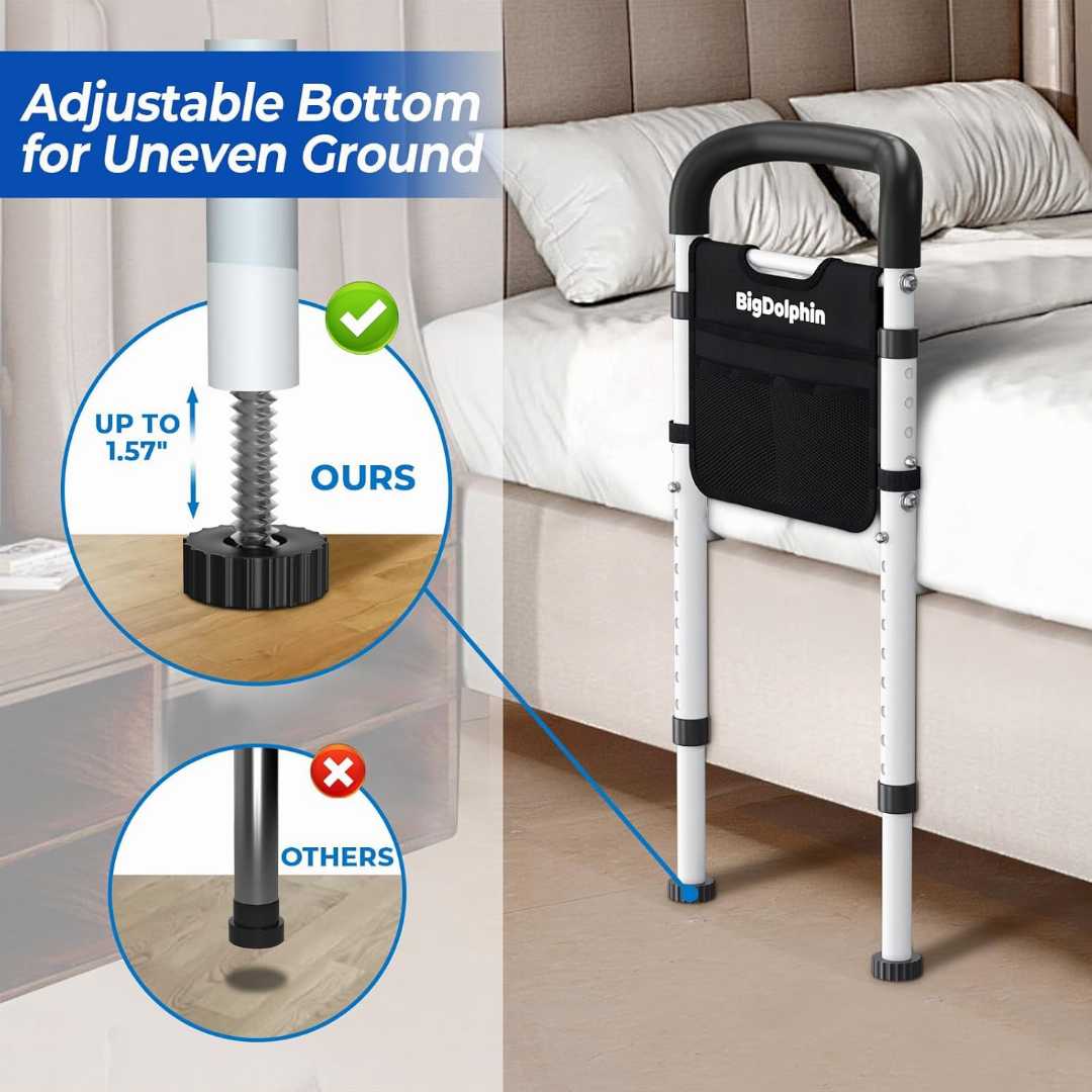 Heavy Duty Bed Rails for Elderly, Height Adjustable Bed Side Rails, adjustable bed rails for seniors, bed rail assist for elderly,Bed Cane with Non-Slip Ergonomic Handle