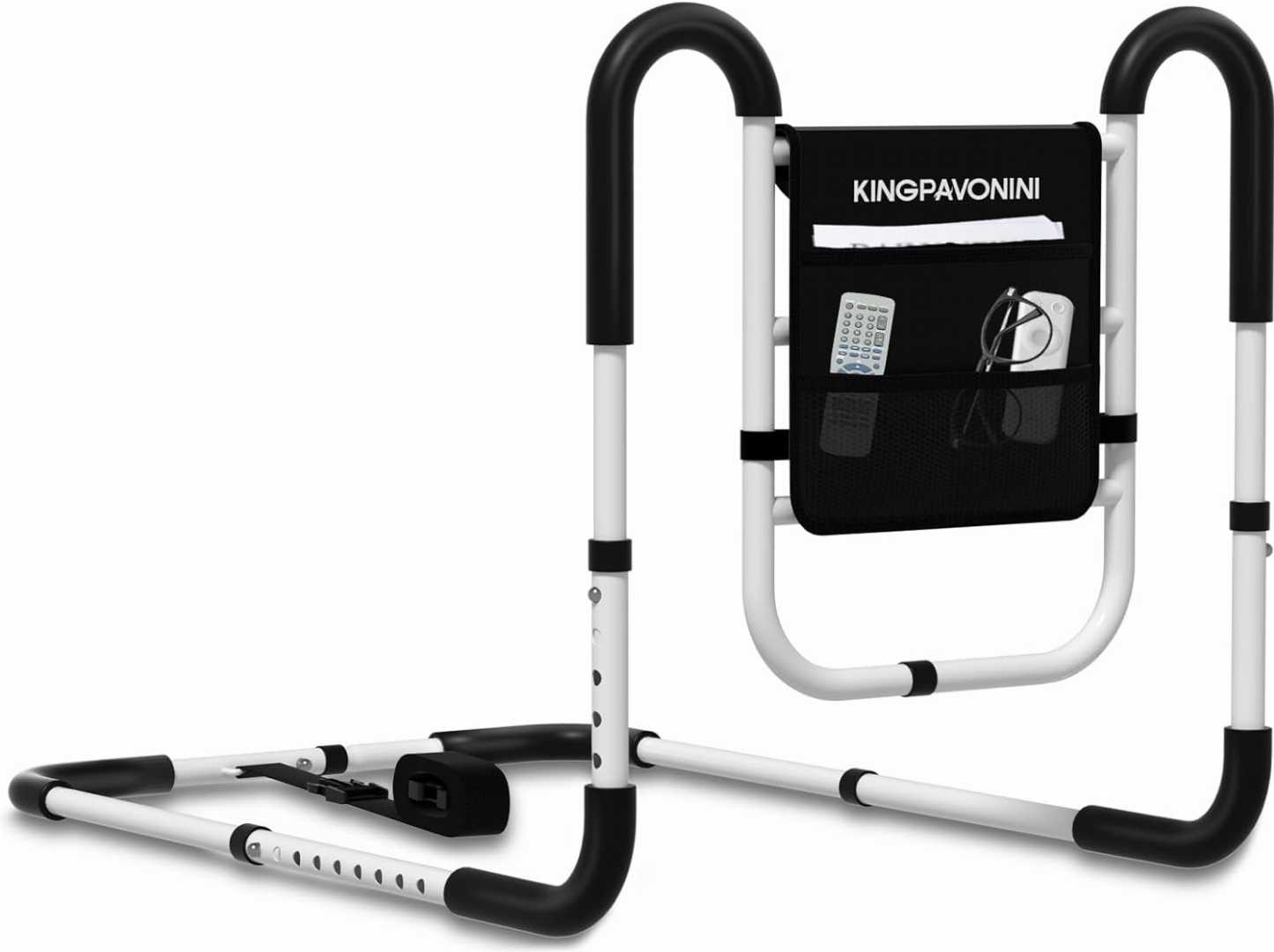 Bed Cane with Non-Slip Ergonomic Handle, safety bed rail with storage bag,Heavy Duty Bed Rails for Elderly, Height Adjustable Bed Side Rails, adjustable bed rails for seniors