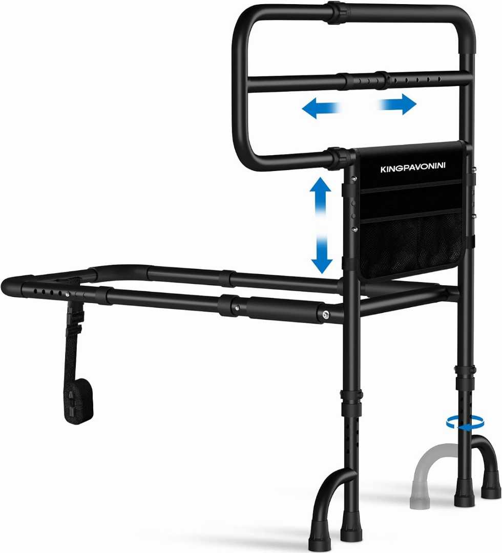 Height Adjustable Bed Side Rails, Height Adjustable Bed Side Rails for seniors,Bed Assist Rails for avoid seniors fall prevention,safety bed rail with storage pouch,home care bed rail for elderly