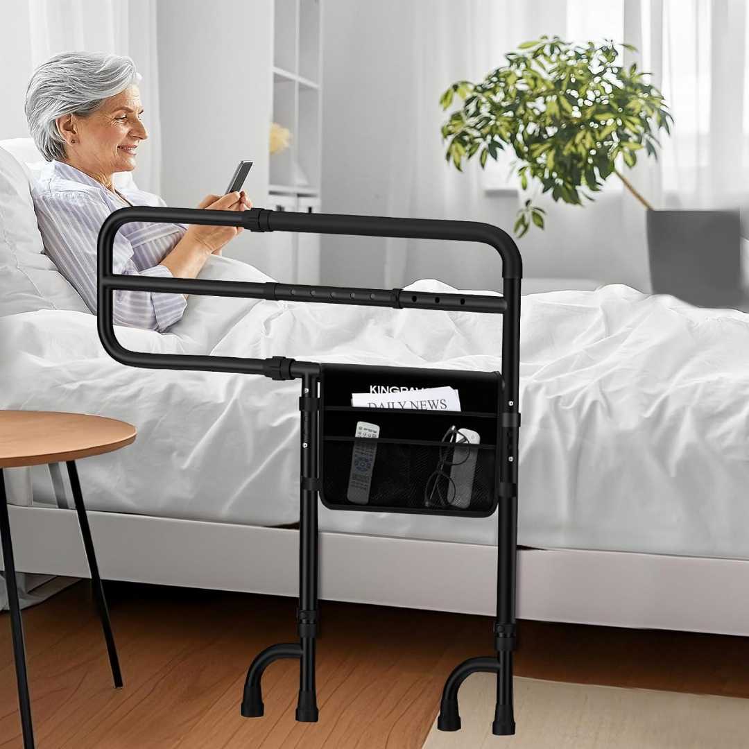 Height Adjustable Bed Side Rails, Height Adjustable Bed Side Rails for seniors,Bed Assist Rails for avoid seniors fall prevention,safety bed rail with storage pouch,home care bed rail for elderly