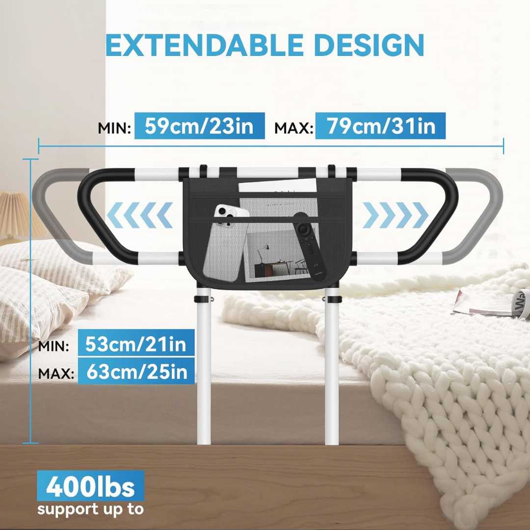 adjustable bed rails for seniors, bed rail assist for elderly, home care bed rail for elderly, Bedrails for Seniors Slides Under Mattress,safety bed rail with storage bag