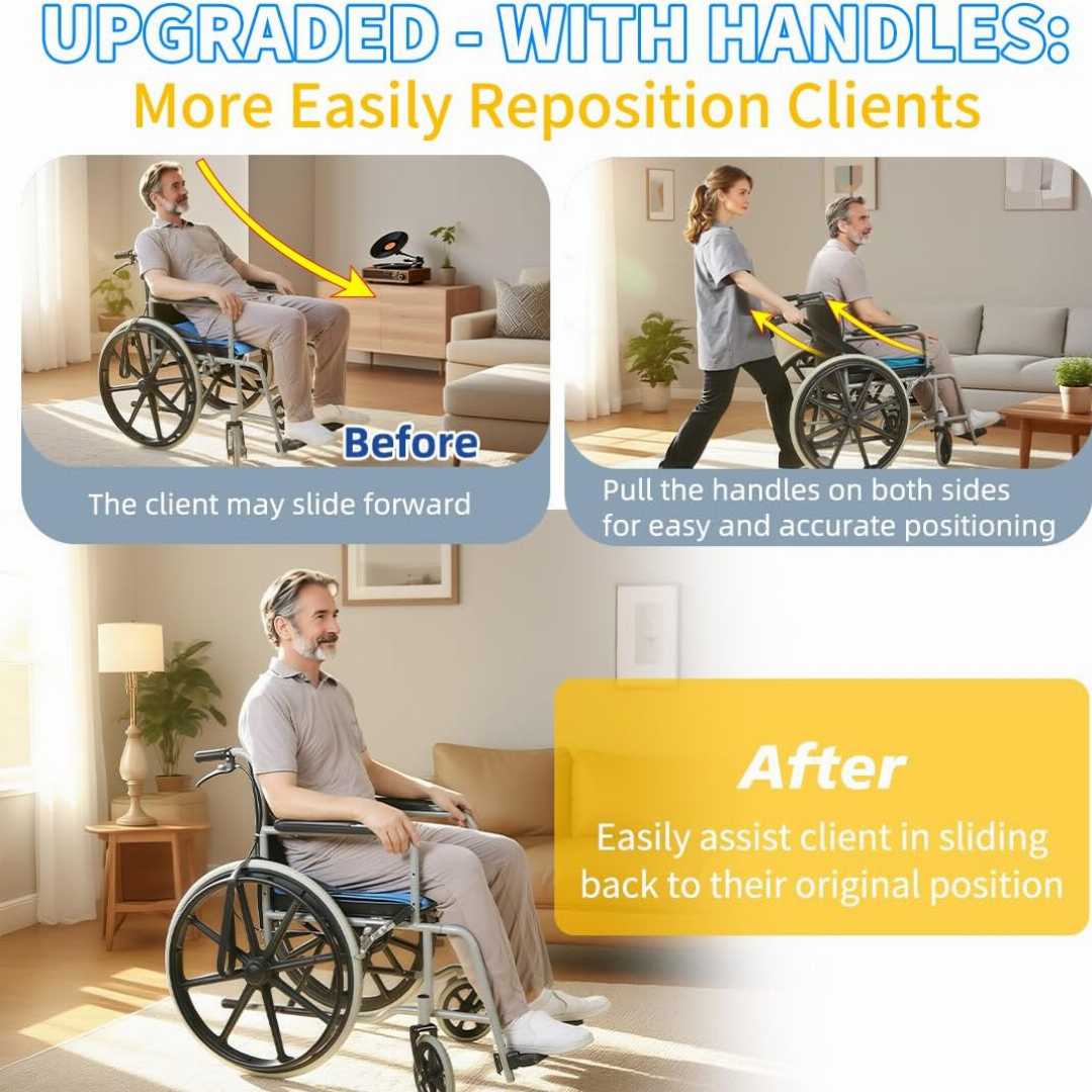 Transfer Support Seat Cushion with Handles , Seat Cushion for Wheelchairs , non slip Seat Cushion for Wheelchairs , Seat Cushion for seniors , Fall Prevention Seat Cushion for elders