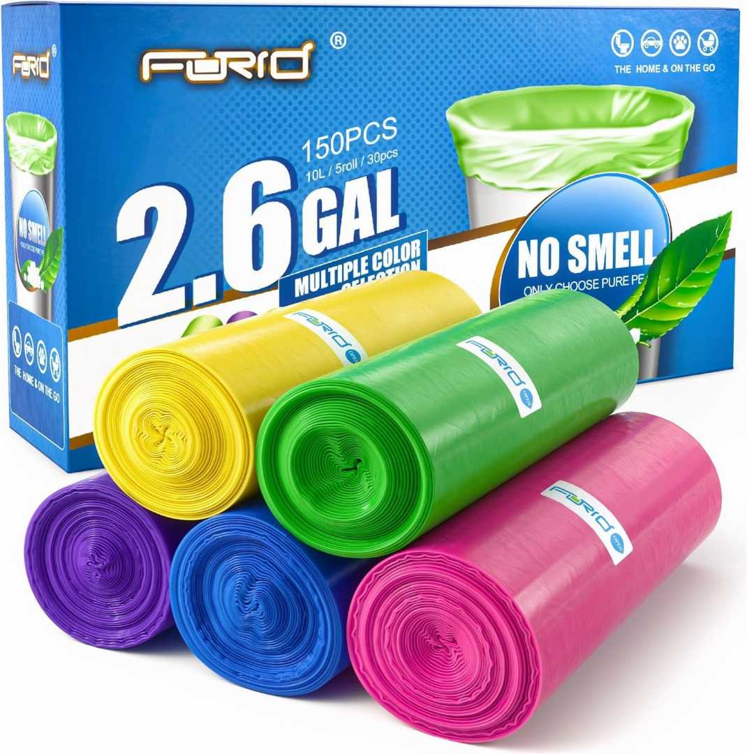 2.6 Gallon Garbage Bags,small garbage can bags For bathroom,Extra Thick Strong Wastebasket,Garbage Bags Unscented,, Extra Thick Small Trash Bags for Bathroom,Multi Colored Trash Bags 