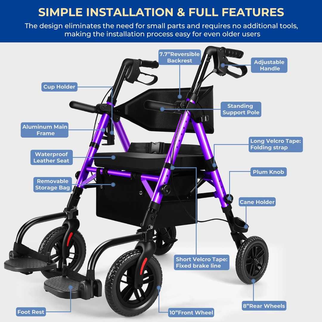braking system Wheelchair, braking system Wheelchair for seniors, Heavy Weight Capacity Rollator Walker ,Heavy Weight Capacity Rollator Walker for Seniors, Transport Wheelchair, Walker with pouch