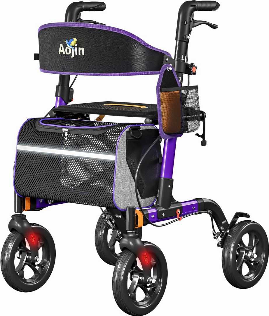 Rollator Walker with Seat, Adjustable Height Walkers, Adjustable Height Walkers for Seniors, Rollator Walker with Seat for olders, Rollator Walker for older prople
