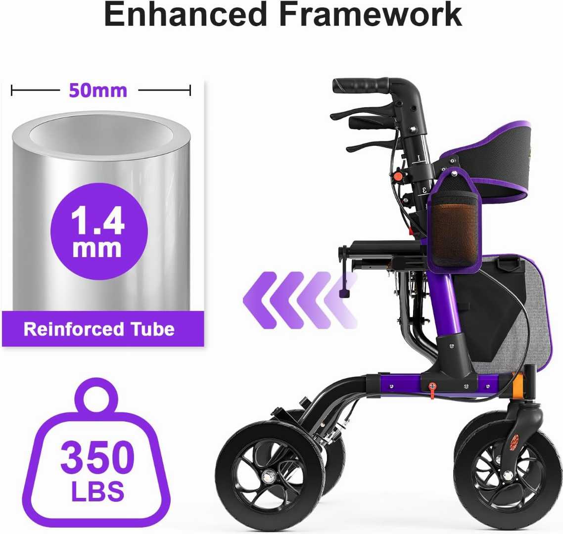 Rollator Walker with Seat, Adjustable Height Walkers, Adjustable Height Walkers for Seniors, Rollator Walker with Seat for olders, Rollator Walker for older prople