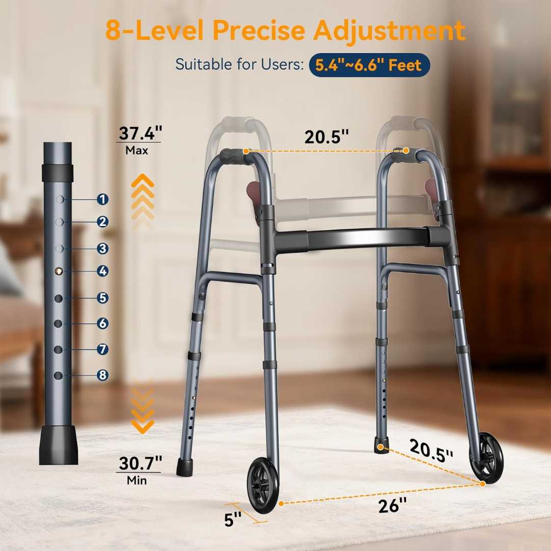 folding walker, folding walker price, adjustable walker, adjustable walker for adults, adjustable baby walker, walker height adjustment.