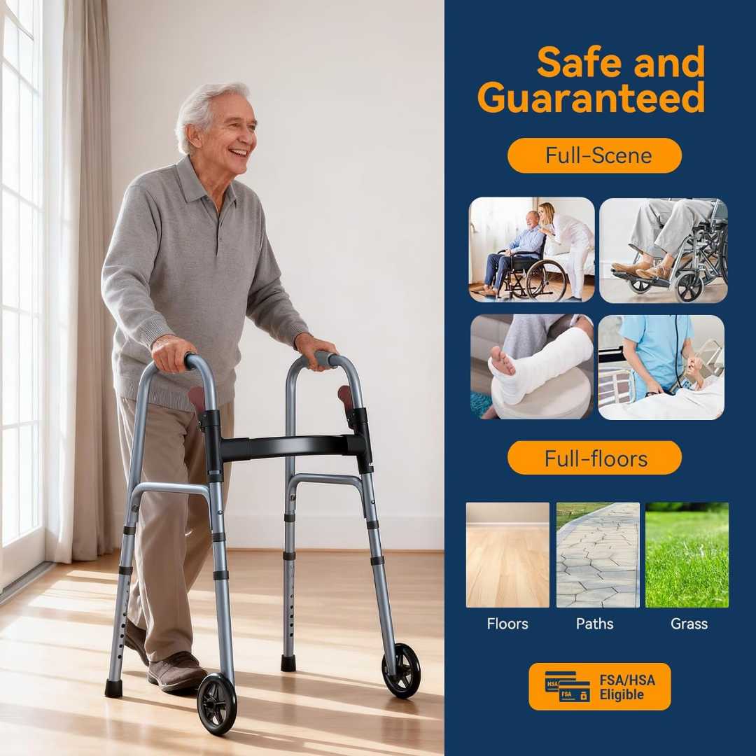 folding walker, folding walker price, adjustable walker, adjustable walker for adults, adjustable baby walker, walker height adjustment.