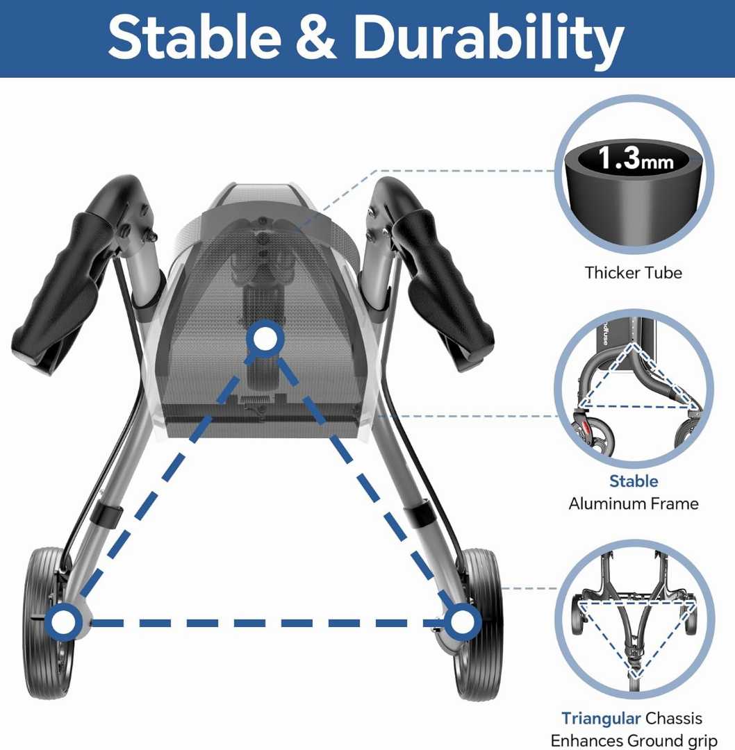 rollator walker, rollator walker with seat, 3 wheel walker for senior, Rollator Walker with Seat For Senior