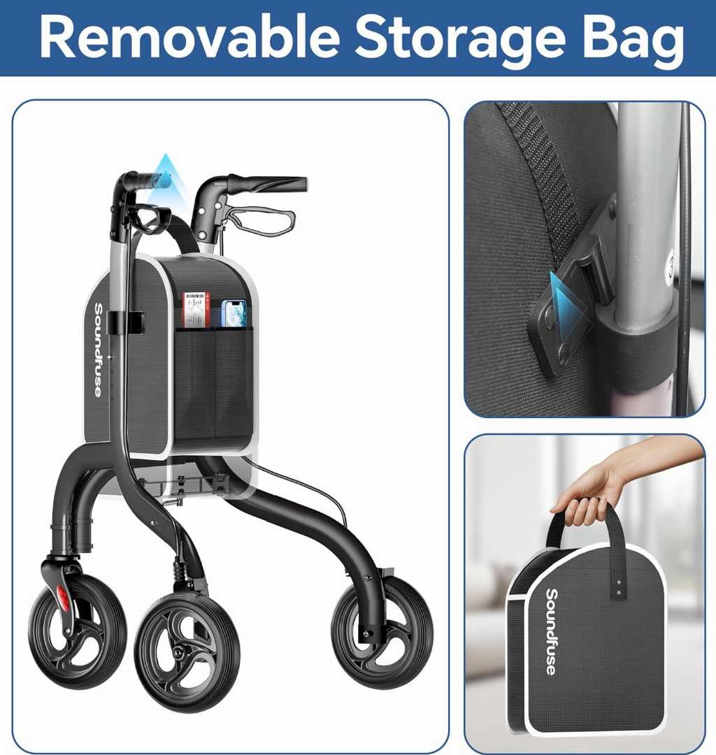 rollator walker, rollator walker with seat, 3 wheel walker for senior, Rollator Walker with Seat For Senior
