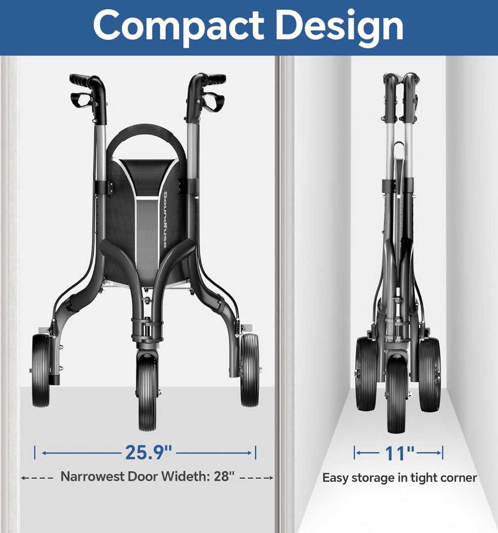 rollator walker, rollator walker with seat, 3 wheel walker for senior, Rollator Walker with Seat For Senior