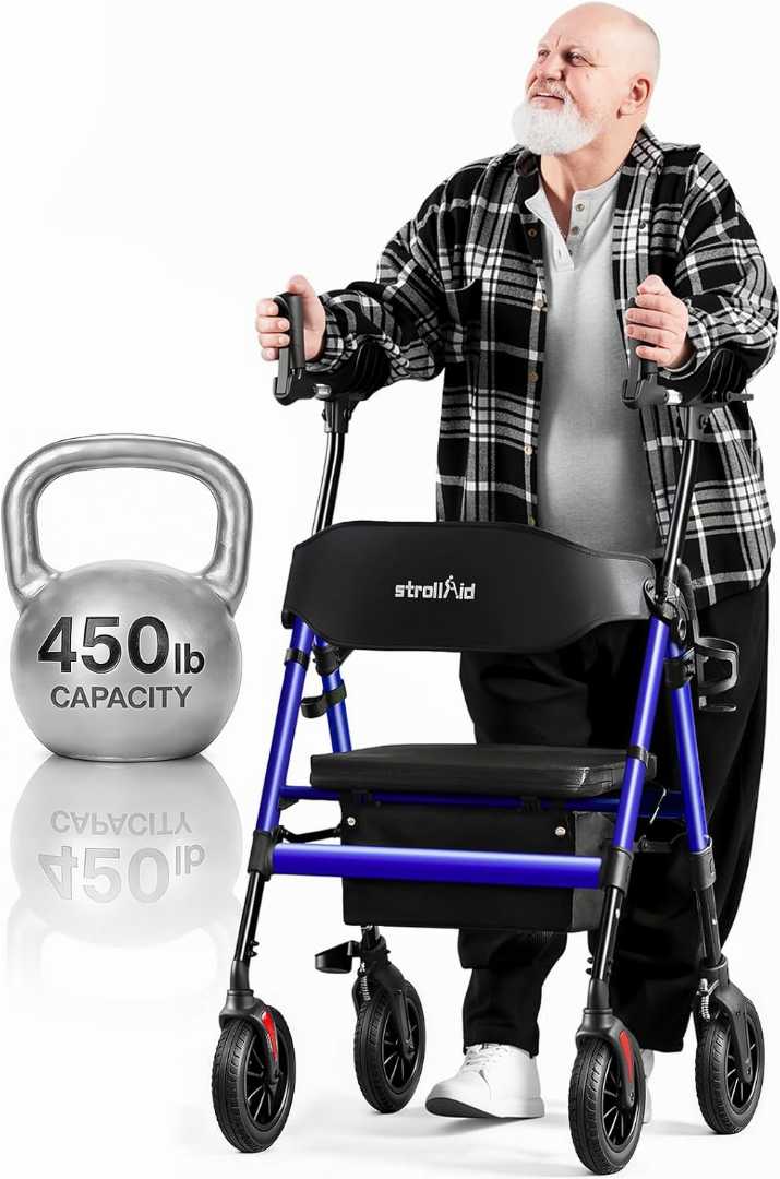 rollator walker, rollator walker with seat, stand up walker, walker with seat, walkers with seats for adults, children