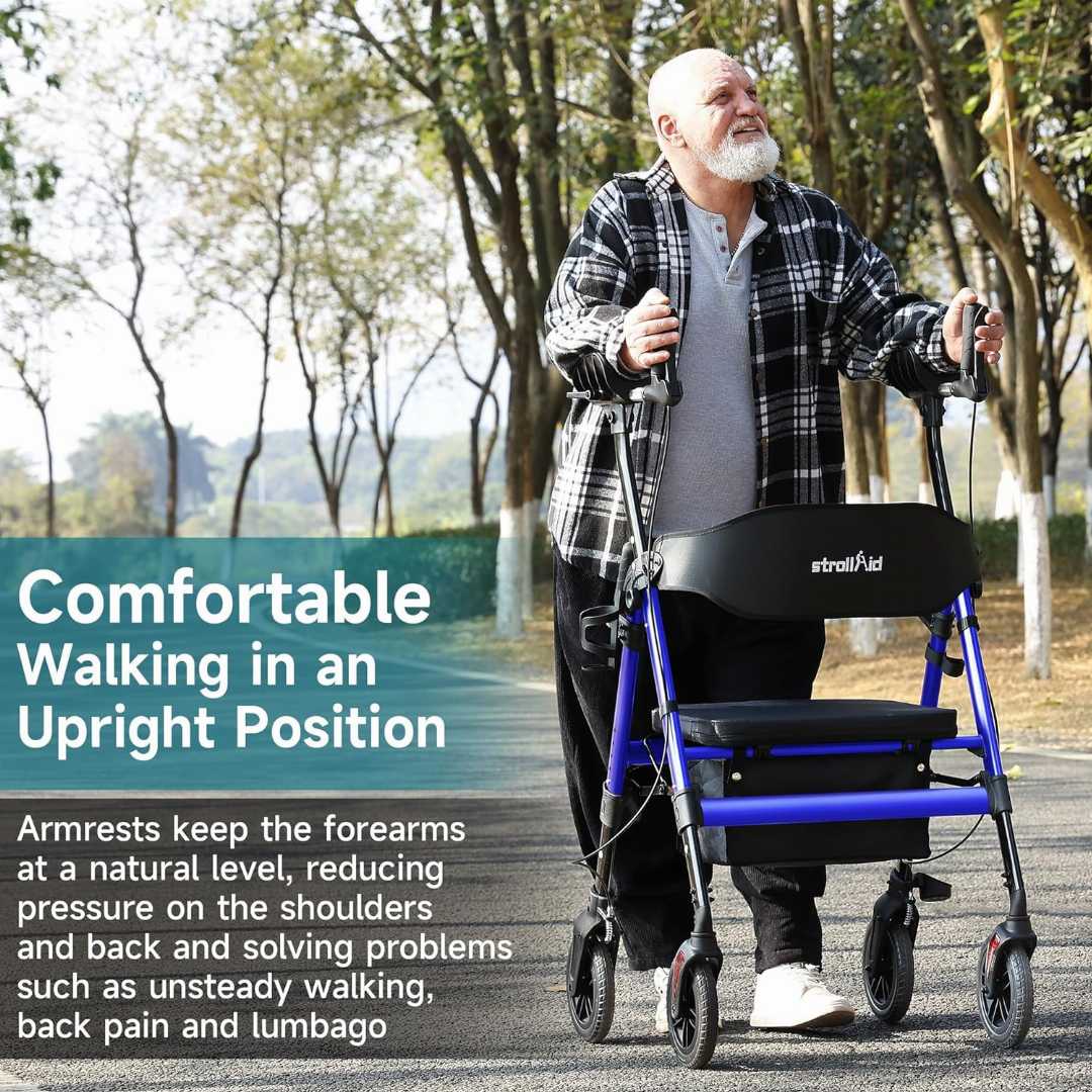rollator walker, rollator walker with seat, stand up walker, walker with seat, walkers with seats for adults, children