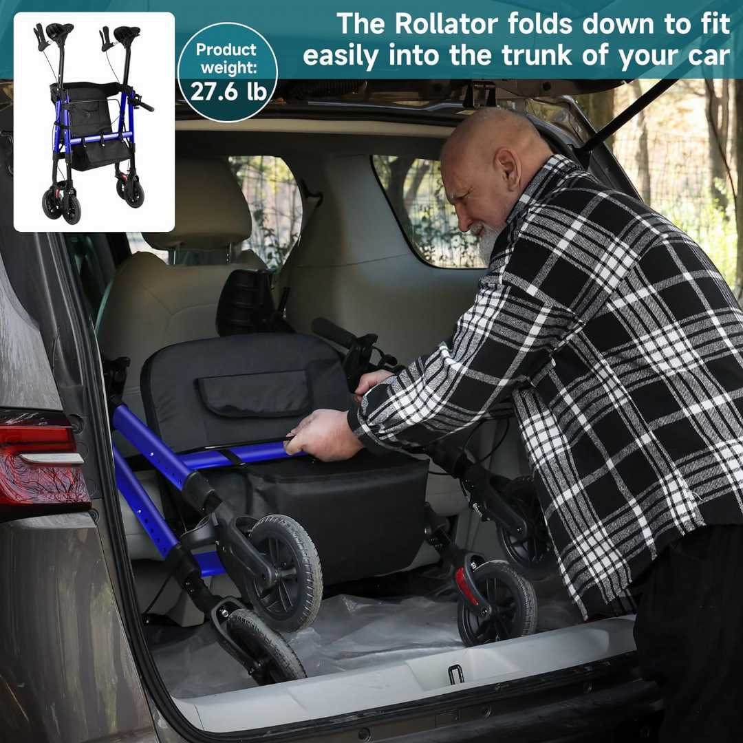 rollator walker, rollator walker with seat, stand up walker, walker with seat, walkers with seats for adults, children