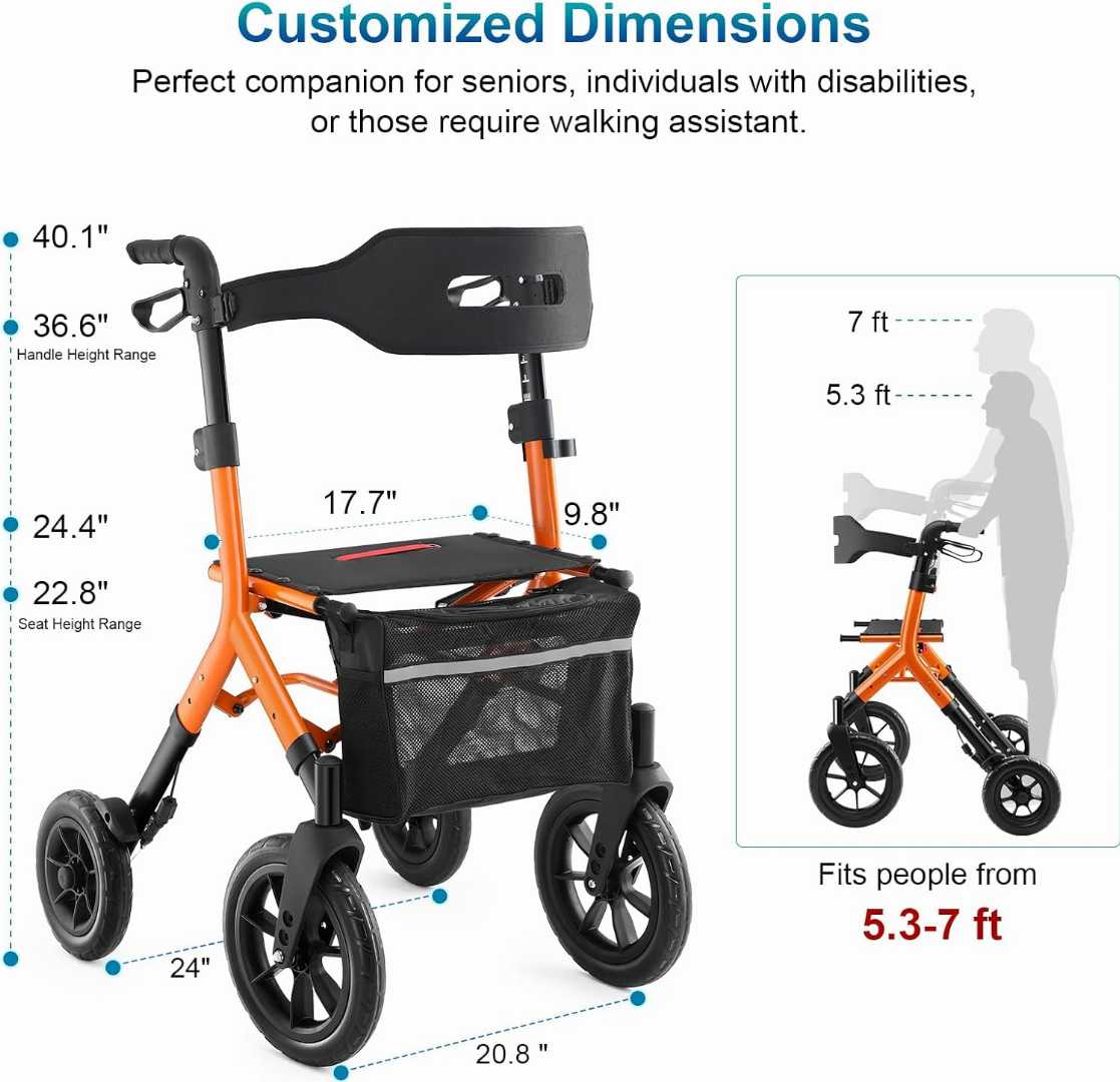 all terrain walker, all terrain knee walker, all terrain walker with seat, helavo all terrain walker, all terrain outdoor walker