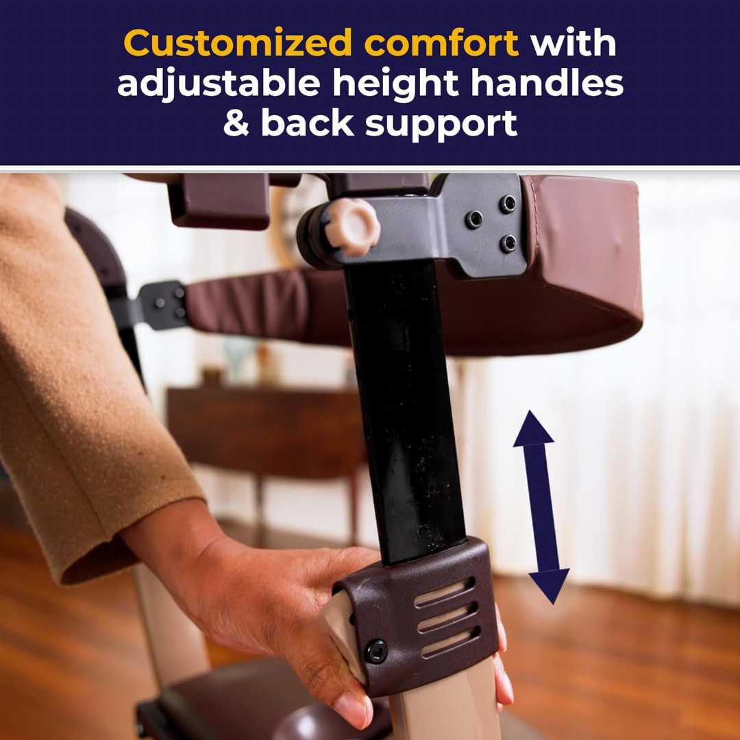 mobility walker seat, walking aids mobility, walking support, ankle support for walking, rollator walker with seat.