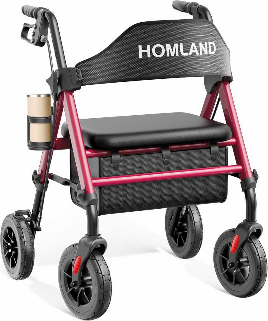 rolling walker, rolling walker with seat, mobility aids for walking, mobility walker seat, foldable stick walking"