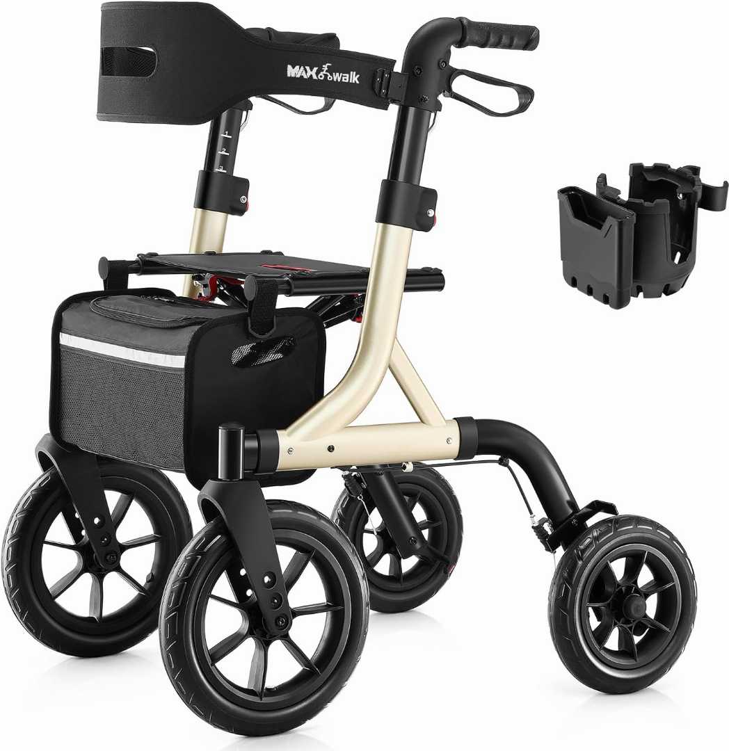 foldable rollator, foldable rollator walker with seat, lightweight rollator walker, mobility walker seat, wheeler mobility walker