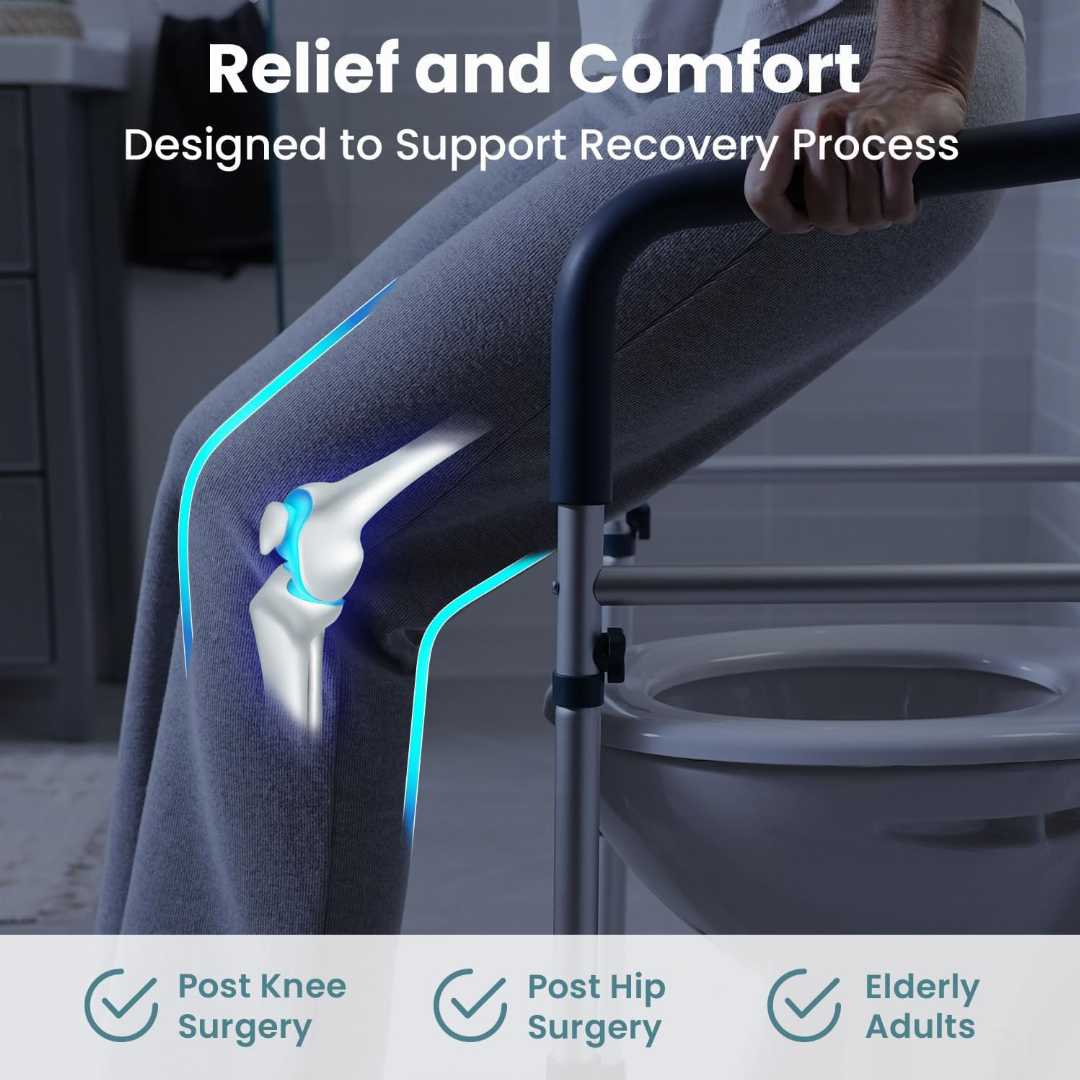 toilet grab bars for seniors, bathroom safety rails for seniors,  handicap toilet safety rails, toilet handles for seniors with balance issues, toilet safety frame for seniors