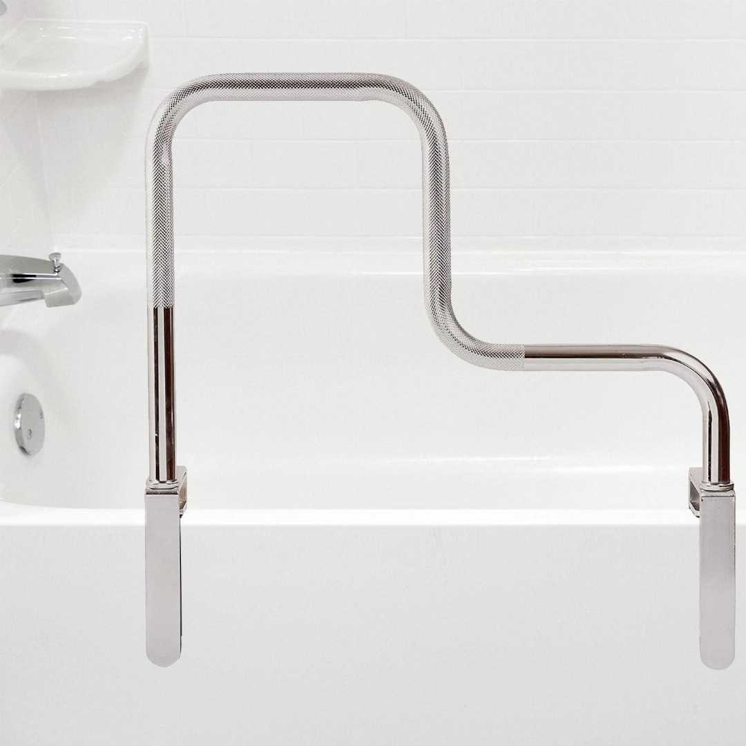 best grab bar for bathtub without drilling, textured non slip handle grab bar, bathroom grab bar for elderly fall prevention, textured non slip handle grab bar, high low design grab bar