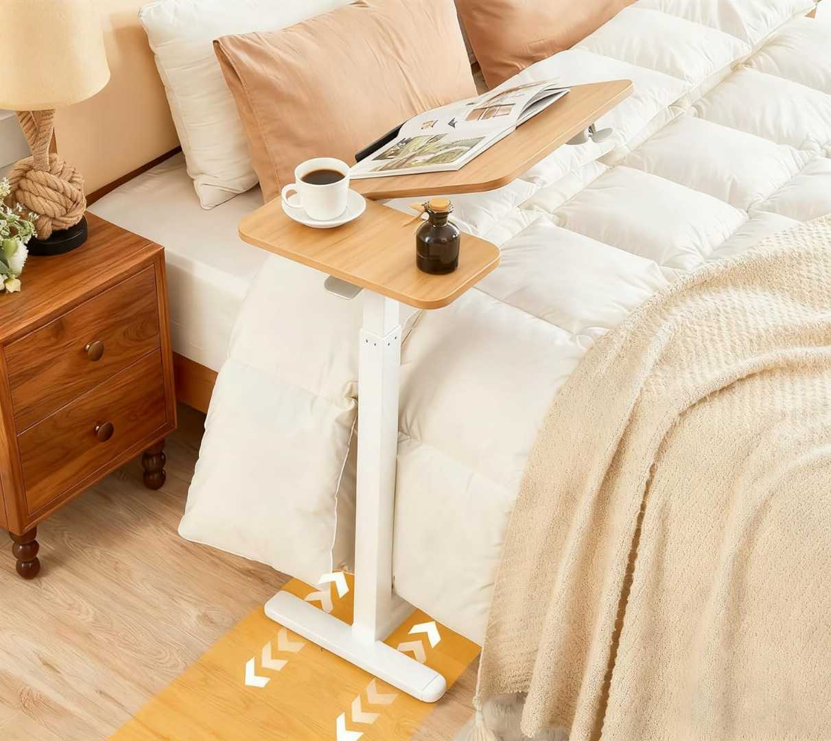 hospital bed table, hospital table, hospital tables over bed, hospital patient bed table, overbed table, mobile hospital bed table.