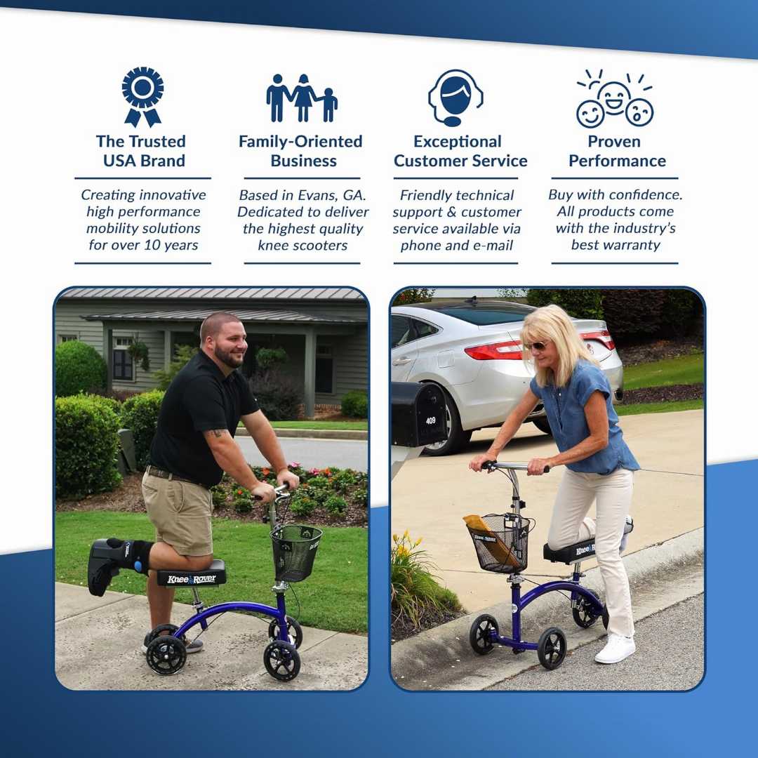 kneerover scooter, mobility aids for seniors, mobility aids equipment, all terrain kneerover steerable knee scooter knee walker, kneerover hybrid all terrain knee scooter, kneerover knee scooter