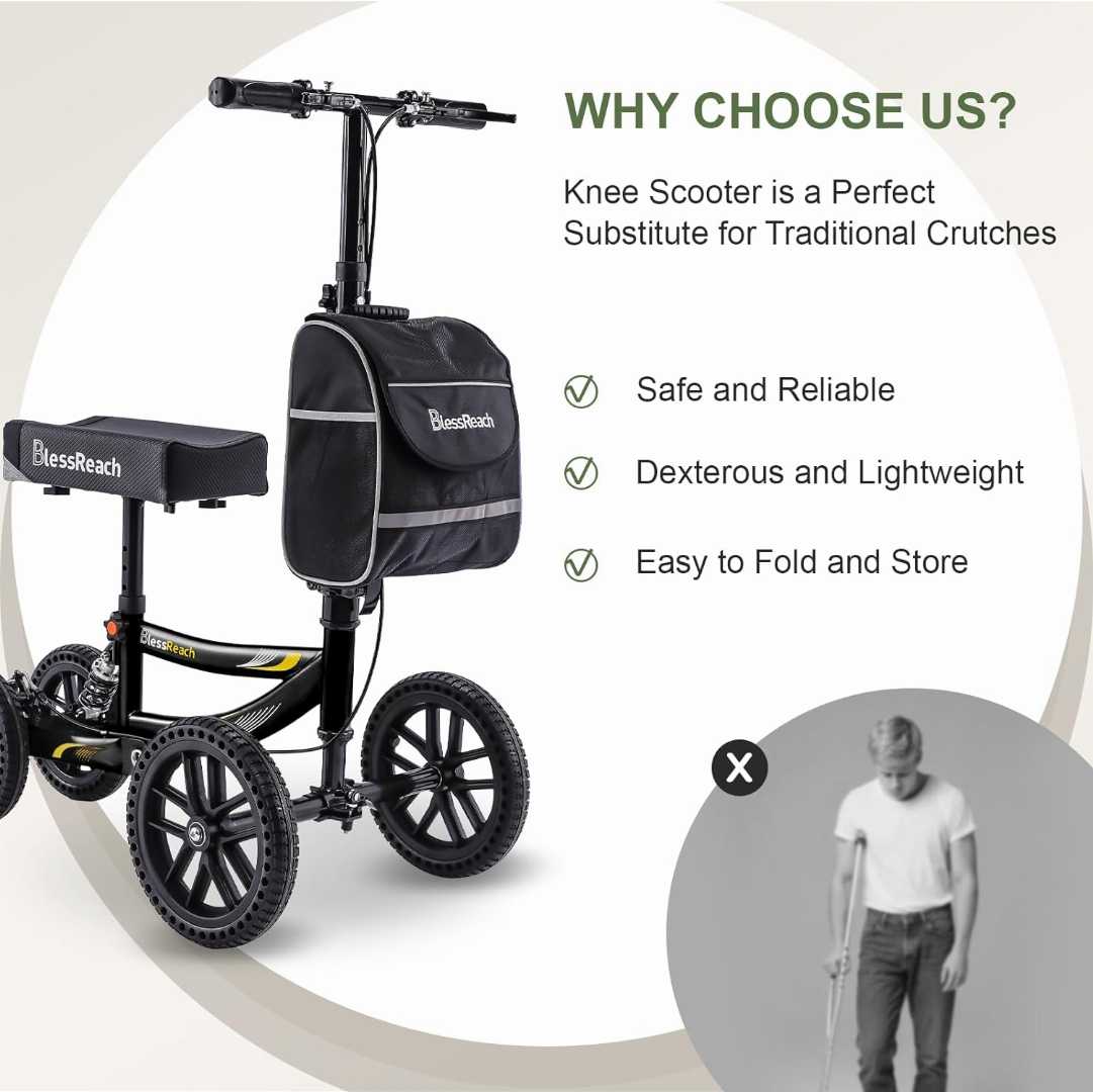 all terrain knee walker, all terrain kneerover steerable knee scooter knee walker, knee walker all terrain, lightweight foldable knee scooter, alternatives to crutches for non weight bearing.