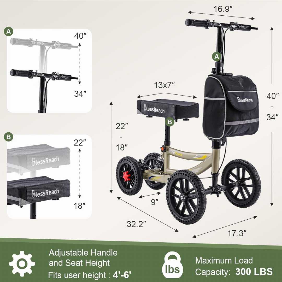 all terrain knee walker, all terrain kneerover steerable knee scooter knee walker, how to use a knee scooter, where can i rent a knee scooter near me.