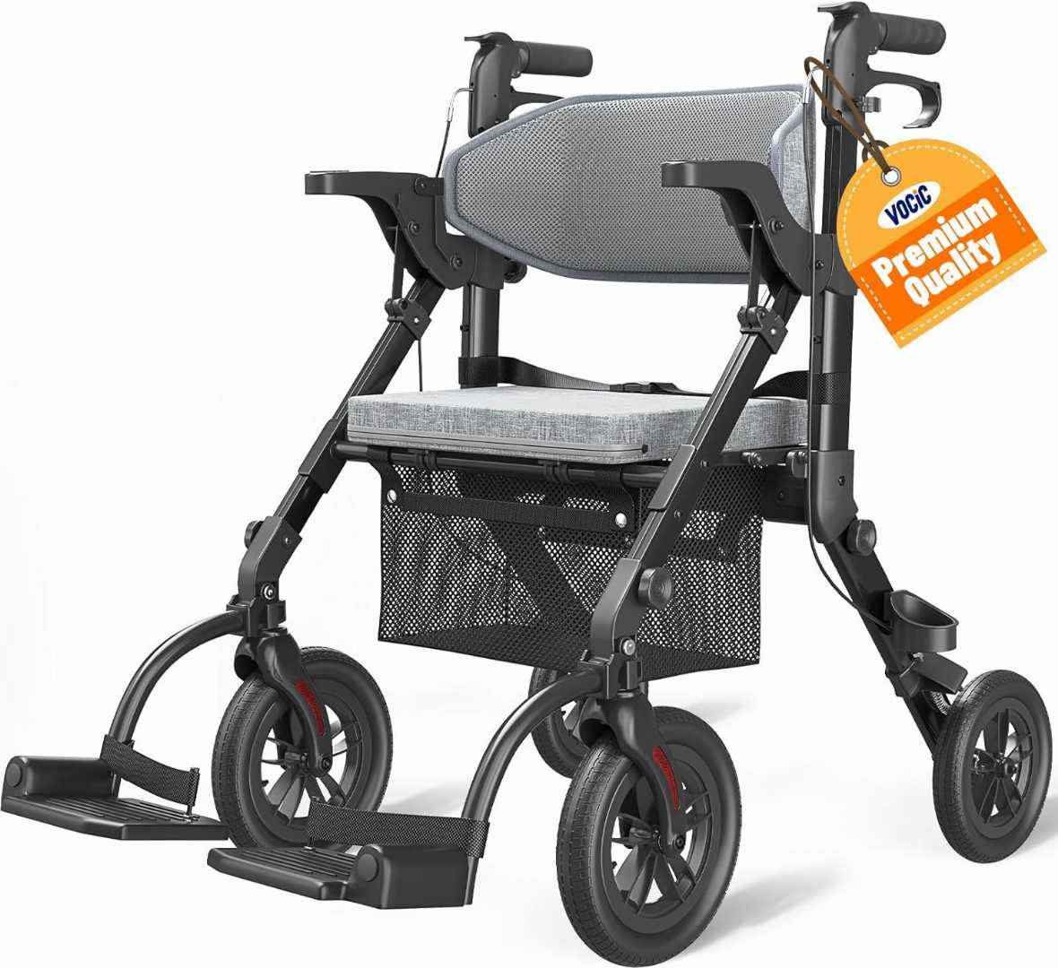 rollator walker, walker wheelchair combo, mobility aids for seniors, foldable walker, all terrain walker, transport wheelchair