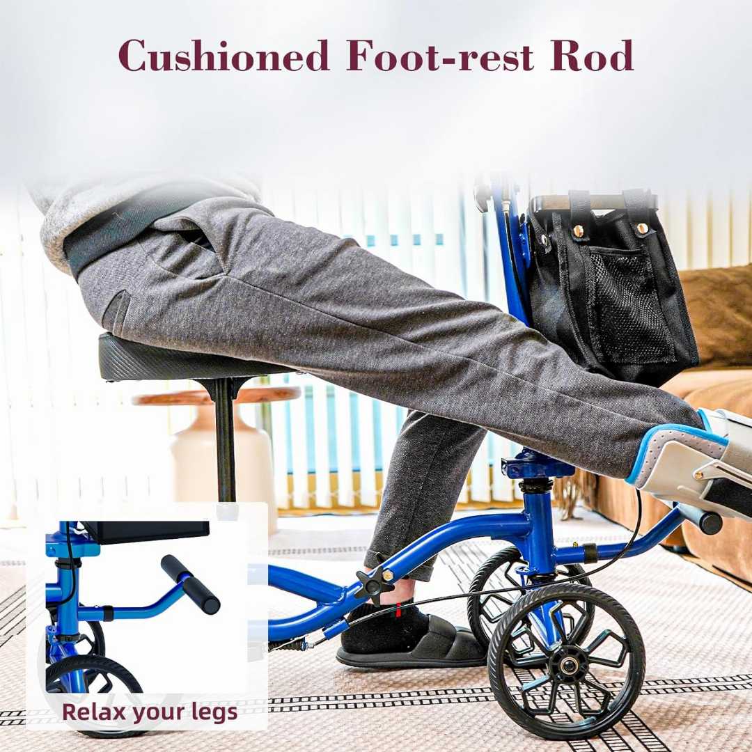 knee scooter, knee walker, foldable knee scooter, adjustable knee scooter, knee scooter for foot surgery, steerable knee walker