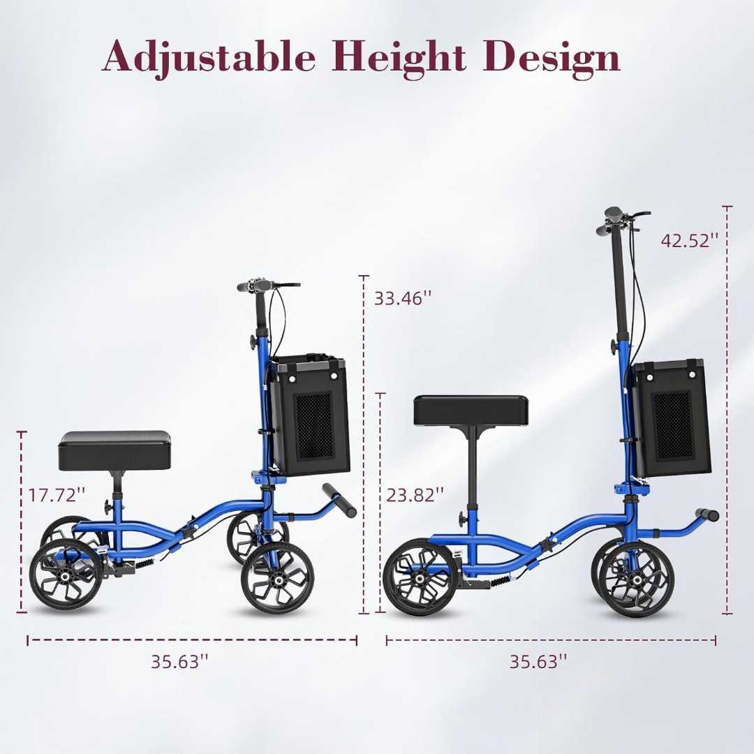 knee scooter, knee walker, foldable knee scooter, adjustable knee scooter, knee scooter for foot surgery, steerable knee walker