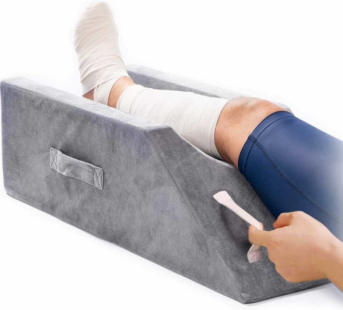 leg support pillow, elevation pillow, memory foam leg pillow, post surgery pillow, leg elevation cushion, knee support pillow.
