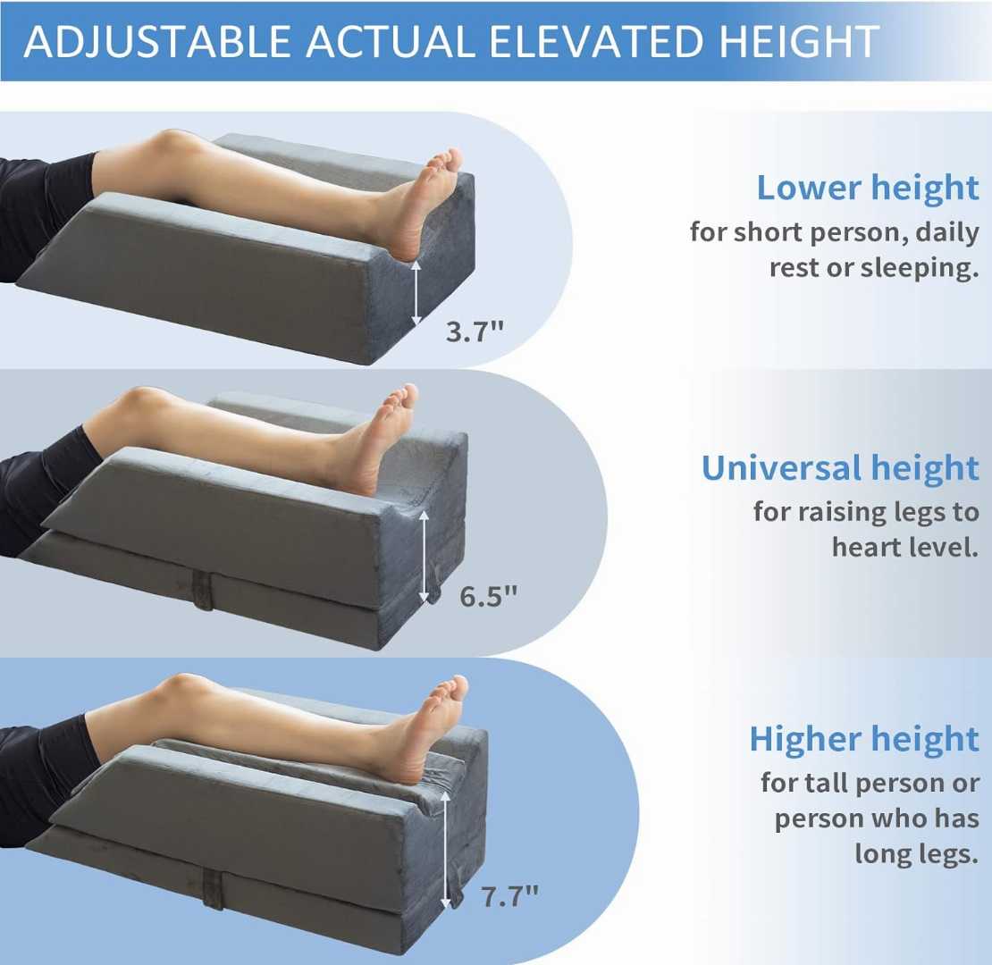 leg elevation pillow, memory foam leg pillow, surgery recovery pillow, adjustable leg support, knee pillow, leg support cushion