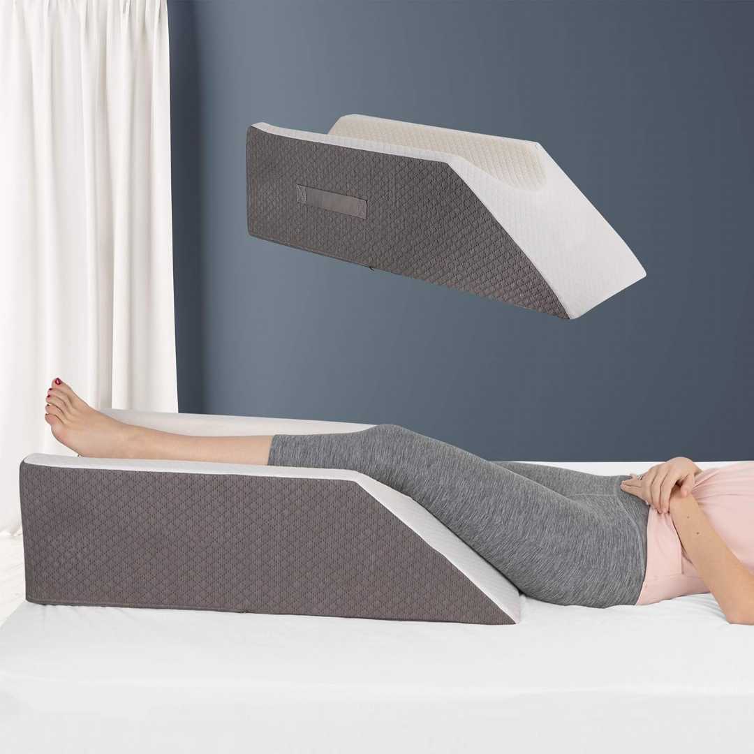 leg elevation pillow, post surgery pillow, knee support pillow, ankle pillow, leg support cushion, medical foam pillow