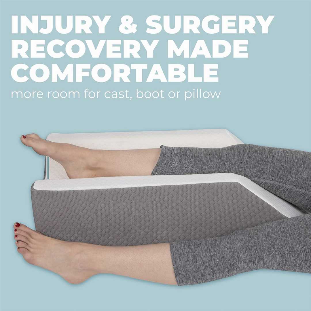 leg elevation pillow, post surgery pillow, knee support pillow, ankle pillow, leg support cushion, medical foam pillow
