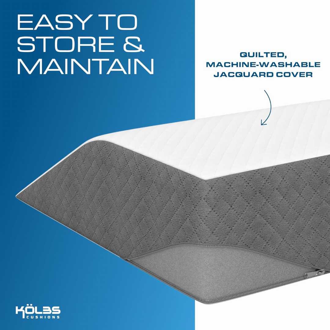 Kölbs leg elevation pillow, bed wedge pillow, flat top leg pillow, post surgery pillow, knee ankle elevation pillow, leg wedge pillow.