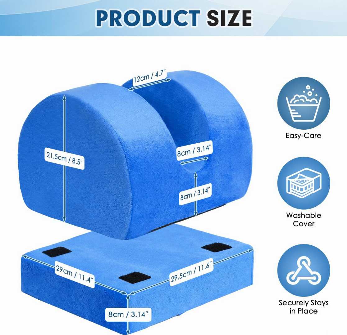AUROPEAK Knee Replacement Pillow with adjustable height, ergonomic design & comfort support for knee surgery recovery and pain relief.