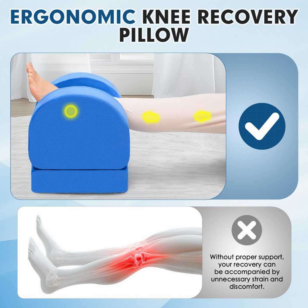 AUROPEAK Knee Replacement Pillow with adjustable height, ergonomic design & comfort support for knee surgery recovery and pain relief.