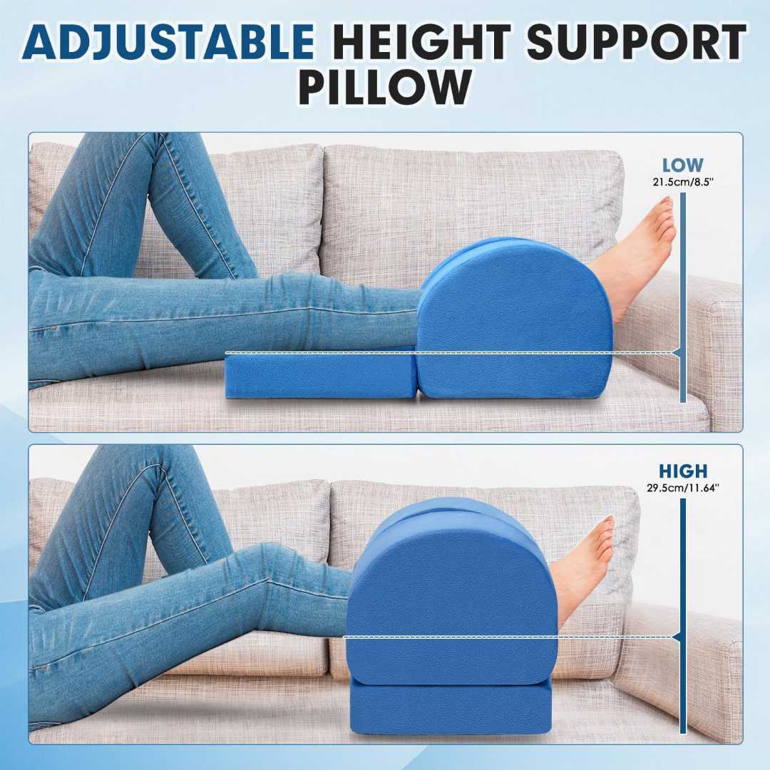 AUROPEAK Knee Replacement Pillow with adjustable height, ergonomic design & comfort support for knee surgery recovery and pain relief.