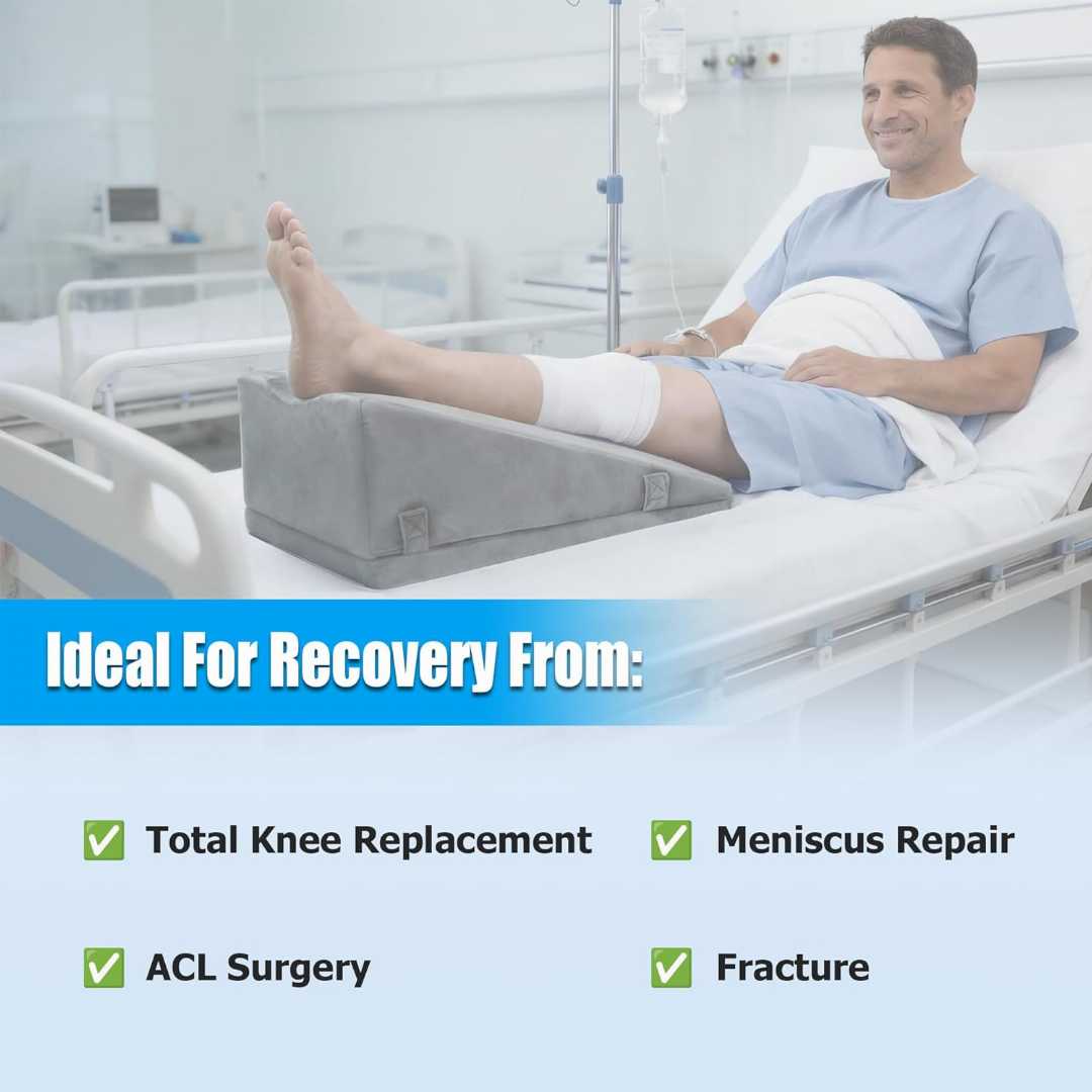 leg elevation pillow, knee recovery pillow, post surgery pillow, Kokoslo pillow review, knee support pillow, leg wedge pillow, pain relief pillow.
