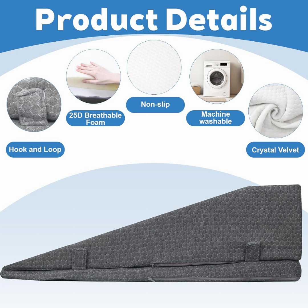 leg elevation pillow, surgery recovery pillow, knee support pillow, ankle support wedge, swelling relief pillow
