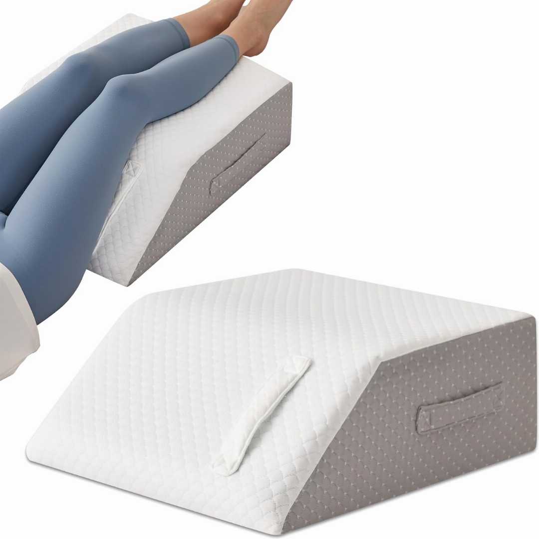 leg elevation pillow, MEGCXIT leg pillow, memory foam leg wedge, swelling relief pillow, post surgery recovery pillow, foot knee support pillow