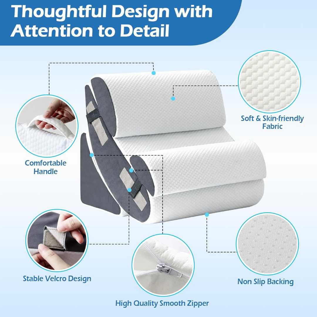 orthopedic wedge cushion, Ahpmeoa wedge set, memory foam bed wedge, GERD pillow, acid reflux pillow, back pain relief cushion, anti snoring pillow

