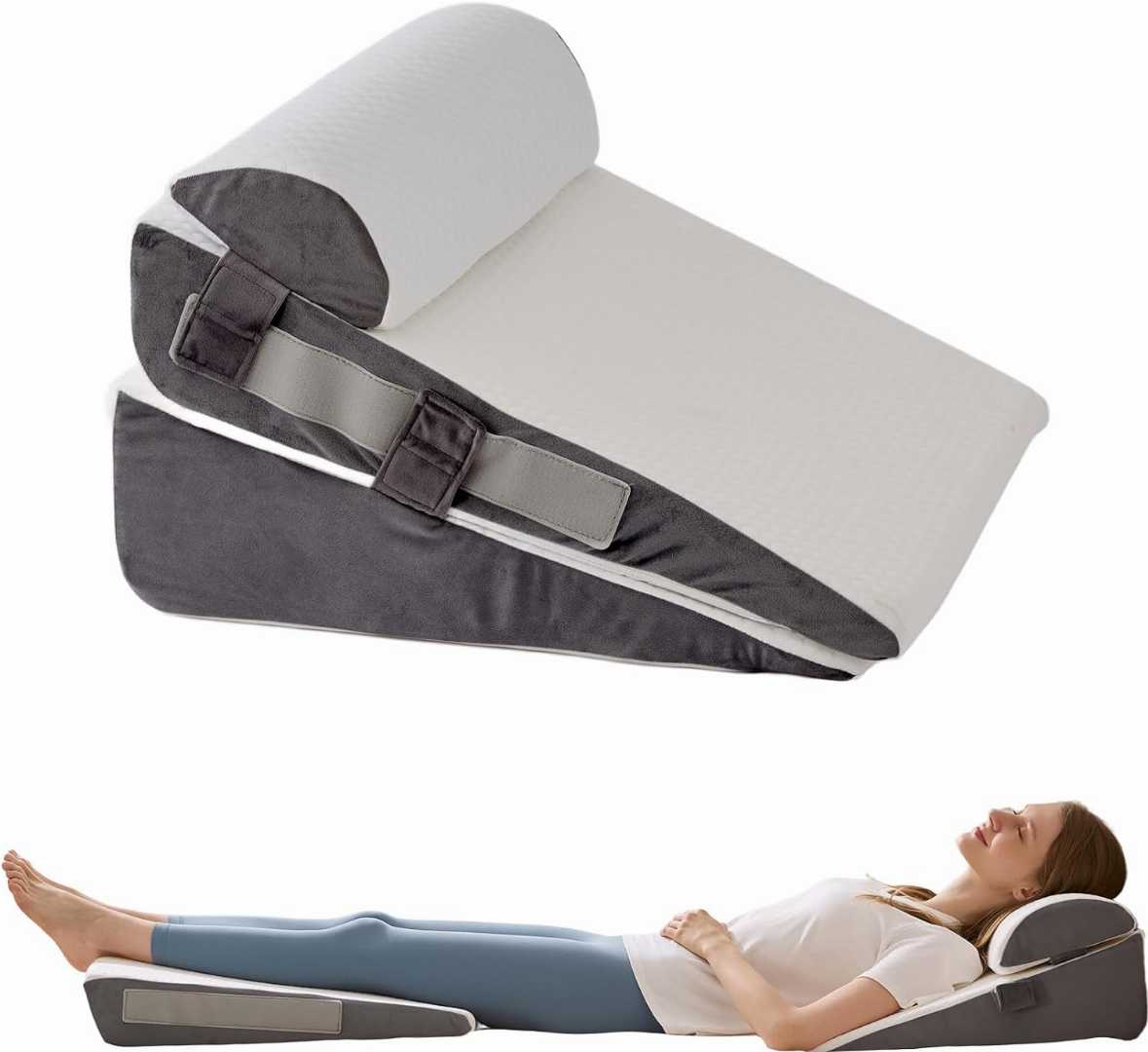 WGAKCED wedge pillow, adjustable bed wedge, acid reflux pillow, GERD pillow, memory foam wedge set, anti snore pillow, post surgery recovery pillow