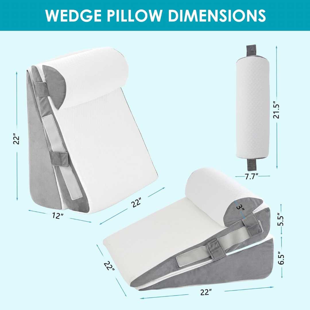 WGAKCED wedge pillow, adjustable bed wedge, acid reflux pillow, GERD pillow, memory foam wedge set, anti snore pillow, post surgery recovery pillow