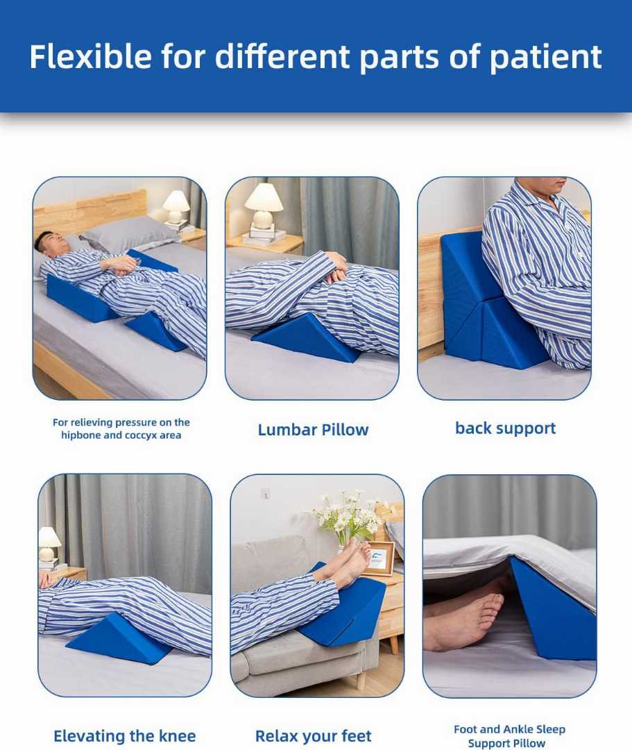 Fanwer wedge pillow, side sleeping wedge, positioning pillow set, bedsore prevention pillow, pregnancy support pillow, memory foam wedge set, post surgery pillow

