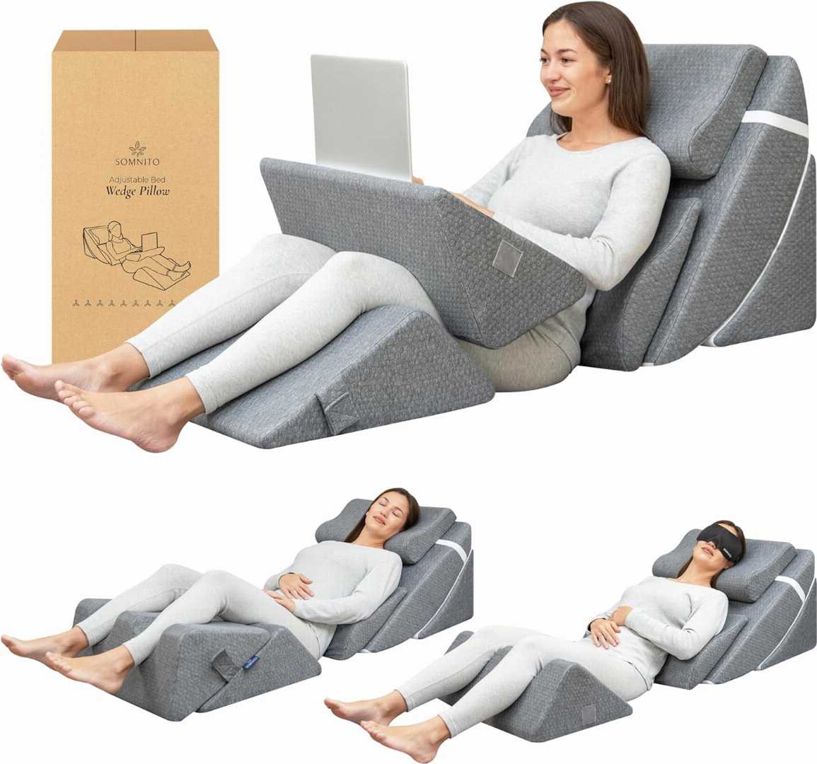wedge pillow set, orthopedic pillow, acid reflux pillow, back support pillow, memory foam wedge, post surgery pillow
