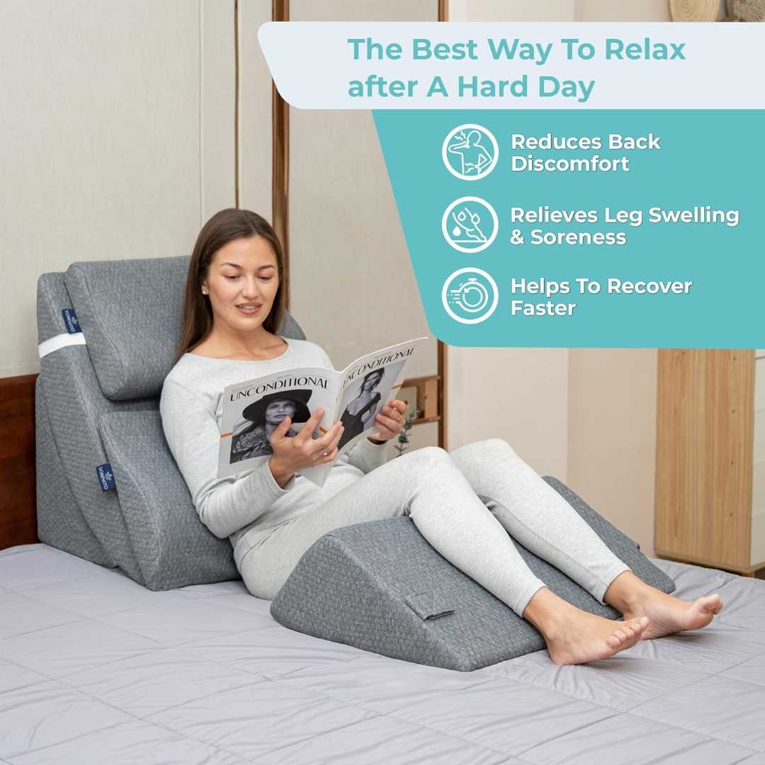 wedge pillow set, orthopedic pillow, acid reflux pillow, back support pillow, memory foam wedge, post surgery pillow

