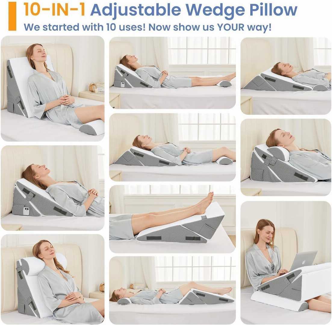 Sasttie wedge pillow, adjustable wedge pillow set, memory foam wedge pillow, acid reflux pillow, GERD relief pillow, snoring relief pillow, neck pain pillow, back pain support pillow, post surgery re