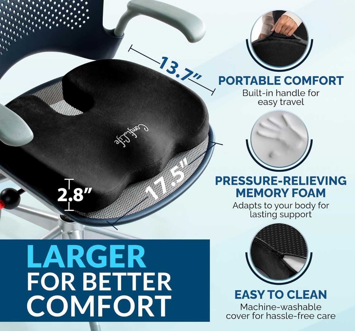 seat cushion, memory foam cushion, gel seat cushion, sciatica relief cushion, office chair cushion, car seat cushion, coccyx cushion
